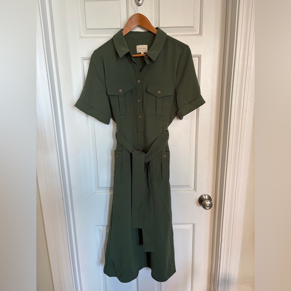 Sezane Raquel dress olive green size 10 - Picture 5 of 11